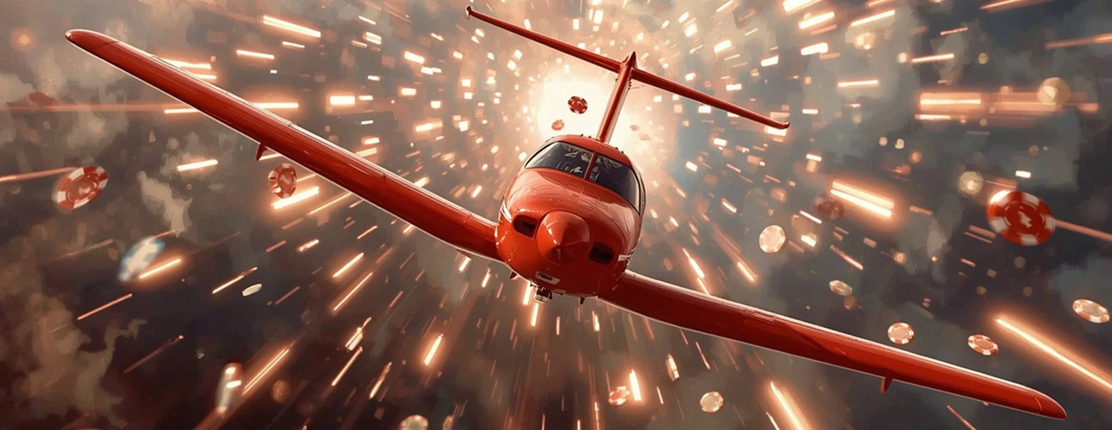 Aviator game plane flying fast amid falling casino chips